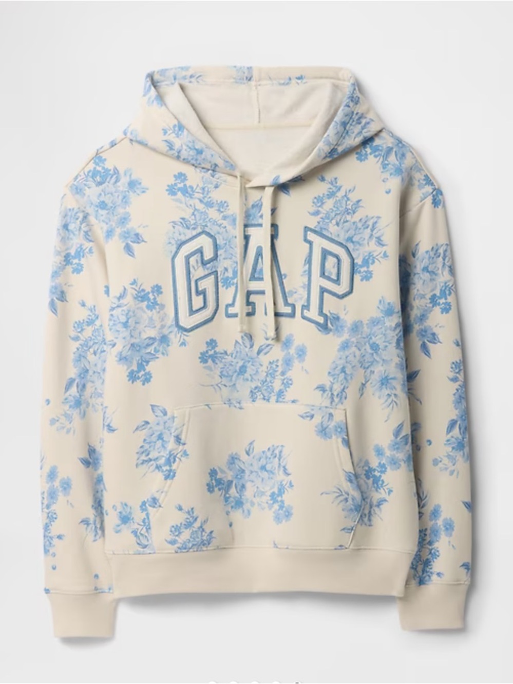 GAP Cream Hoodie with Light Blue Floral Print